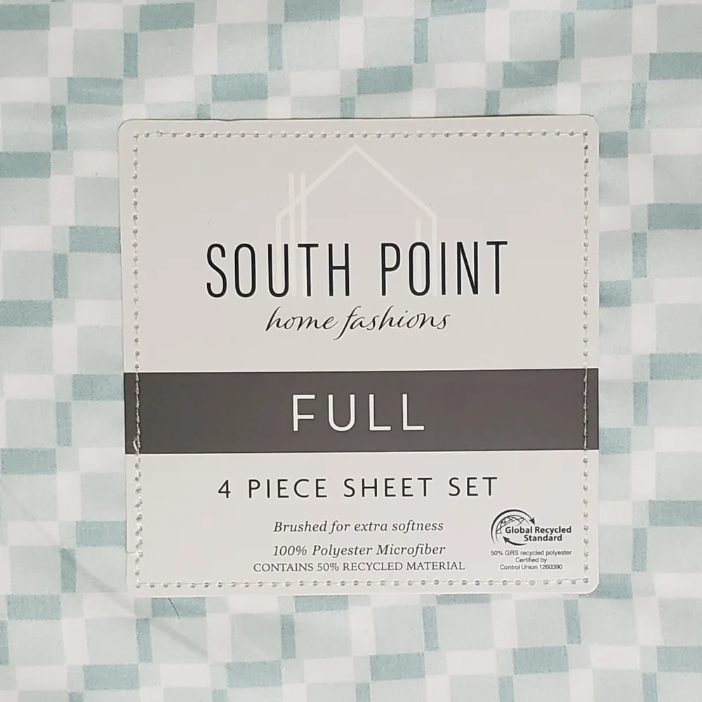 South Point Home Fashions Full Sheet Set 4-Piece Houghton Mint Soft NWT 🛌